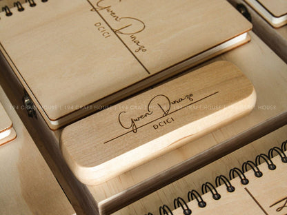 Custom Engraved Maple Pen Set and Notebook Wood Gift Box - Personalized Corporate Gift for Cisco (DCICI)