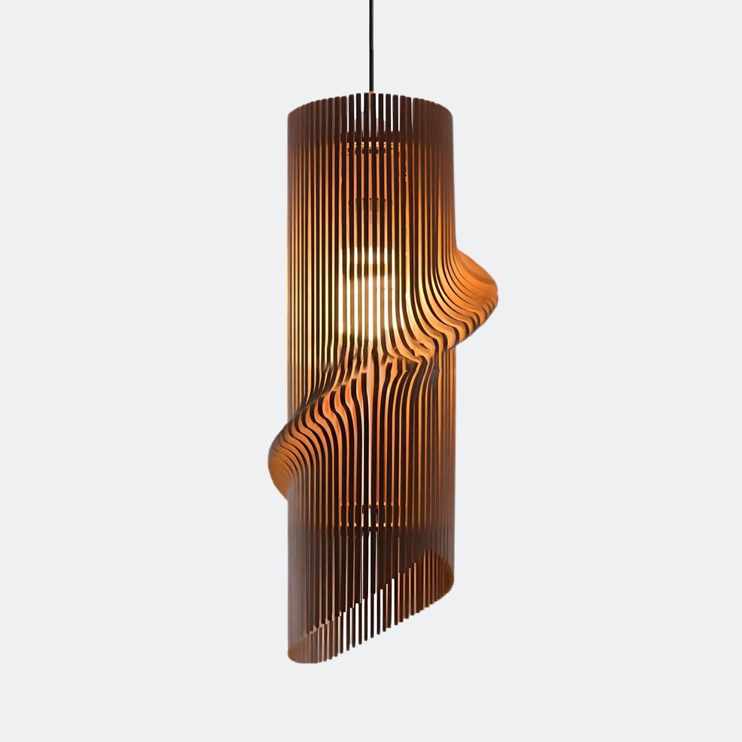 Cylinder Wood Pendant Light for Living Room