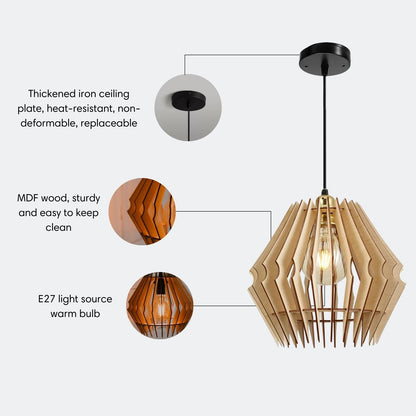 Wood Pendant Light Chandelier Hanging Lamp