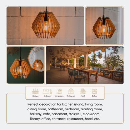 Wood Pendant Light Chandelier Hanging Lamp