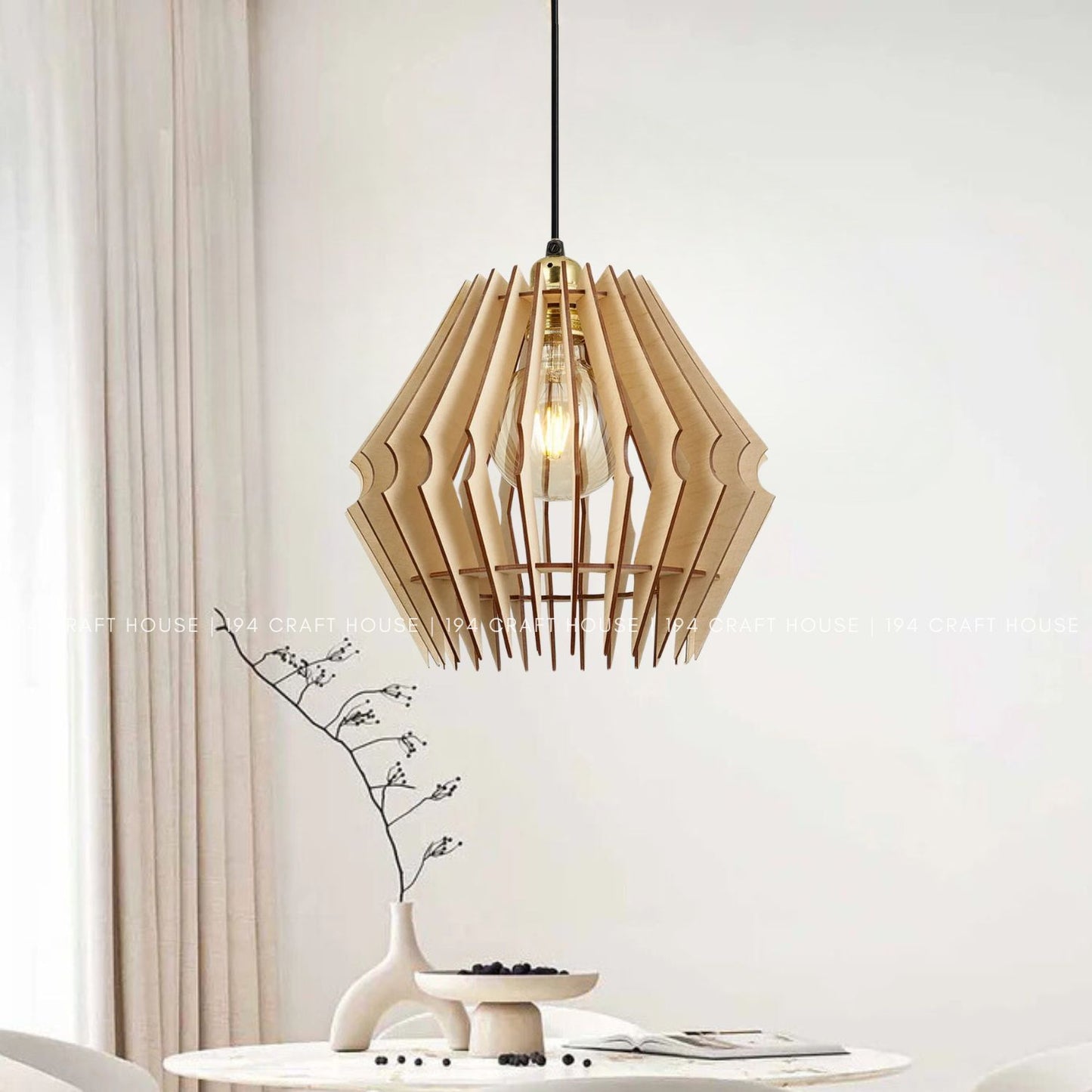 Wood Pendant Light Chandelier Hanging Lamp