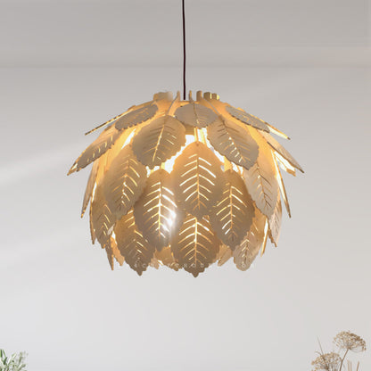 Leaf Wood Pendant Light Fixture for Restaurant Hotel Coffee, Lamp Shade Hanging Lighting Farmhouse Decor