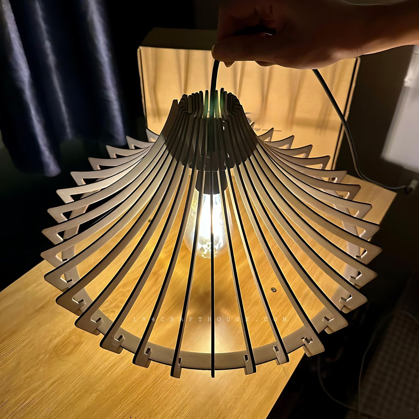 Set of 3 Birdcage Wooden Pendant Lights Restaurant Bar Decor