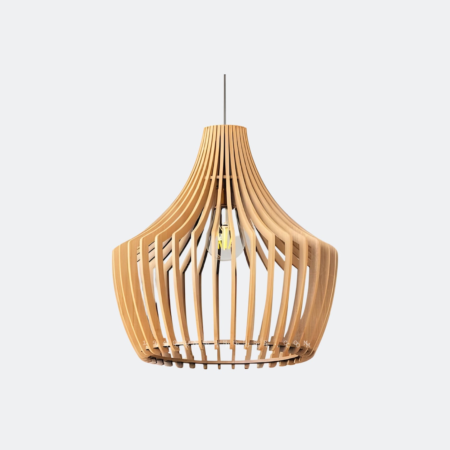 Mid-Modern Century Wood Pendant Light for Dining Room, Lampshade Suspension Lighting Cage