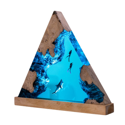 Shark Ocean Resin Night Light: Resin Lamp Streamer & Playroom Decor, Personalized Gift
