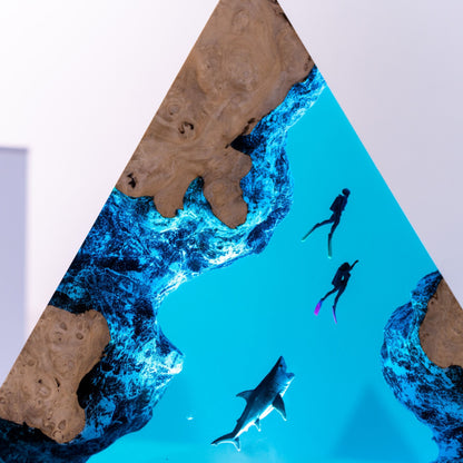 Shark Ocean Resin Night Light: Resin Lamp Streamer & Playroom Decor, Personalized Gift