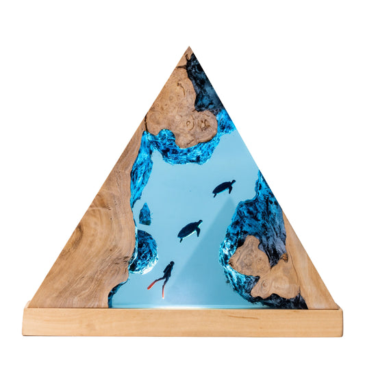 Turtle and Scuba Diver Ocean Resin Night Light: Resin Lamp Streamer & Playroom Decor, Personalized Gift