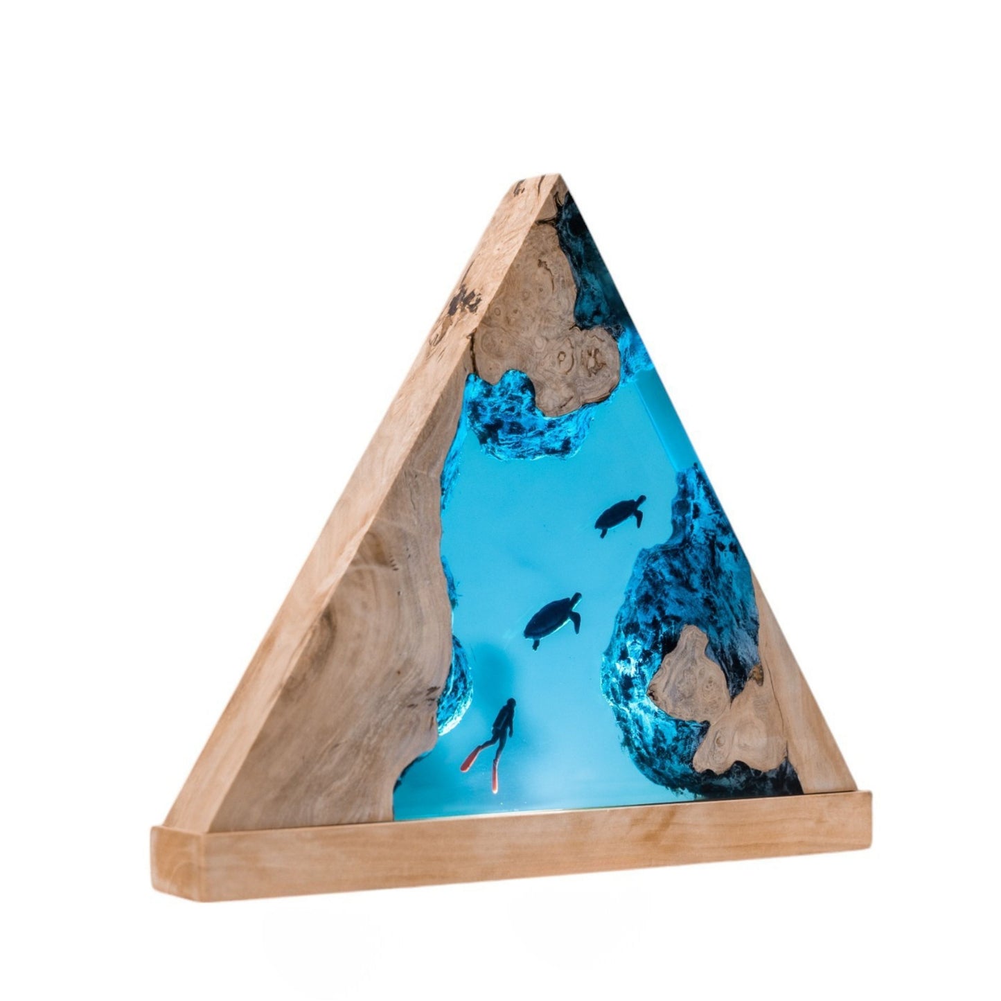 Turtle and Scuba Diver Ocean Resin Night Light: Resin Lamp Streamer & Playroom Decor, Personalized Gift