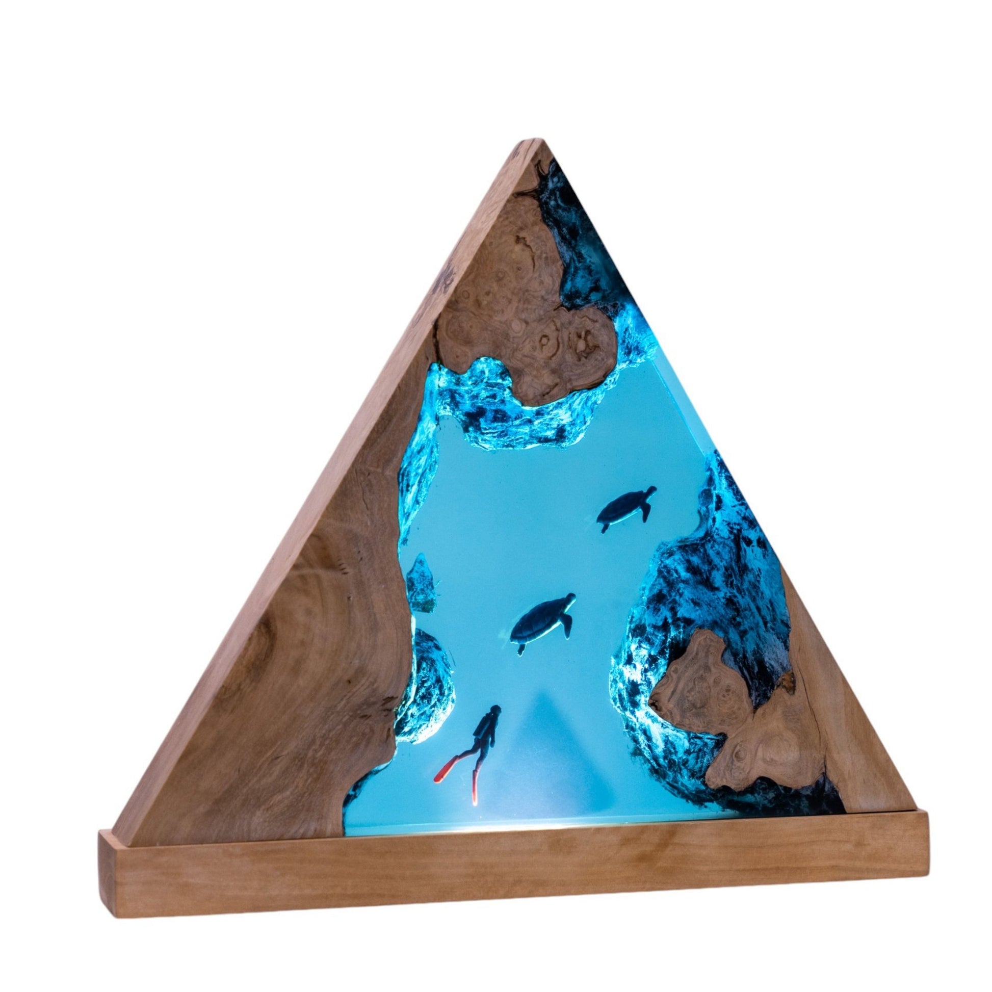 Turtle and Scuba Diver Ocean Resin Night Light: Resin Lamp Streamer & Playroom Decor, Personalized Gift