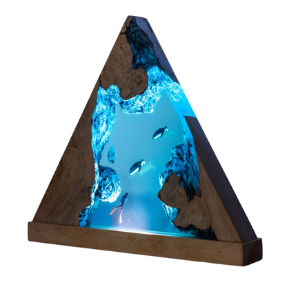 Turtle and Scuba Diver Ocean Resin Night Light: Resin Lamp Streamer & Playroom Decor, Personalized Gift