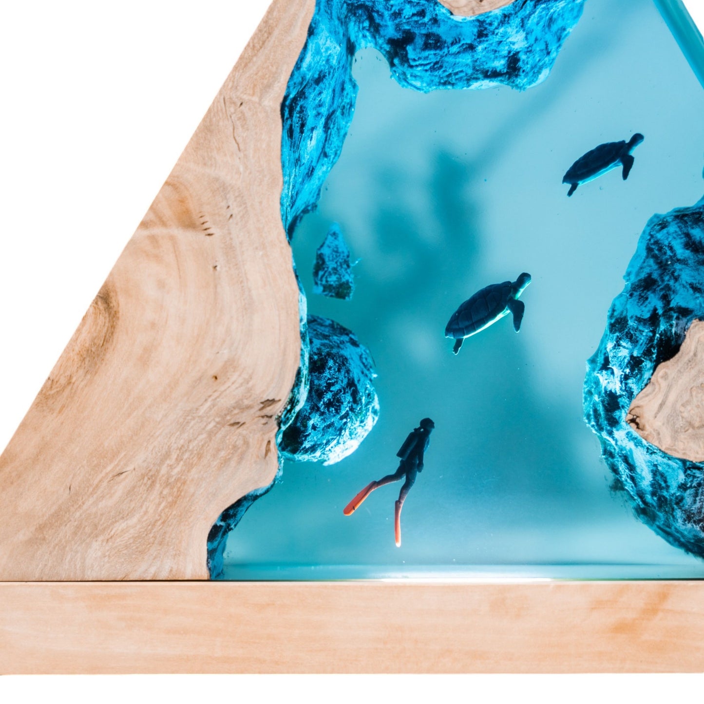 Turtle and Scuba Diver Ocean Resin Night Light: Resin Lamp Streamer & Playroom Decor, Personalized Gift