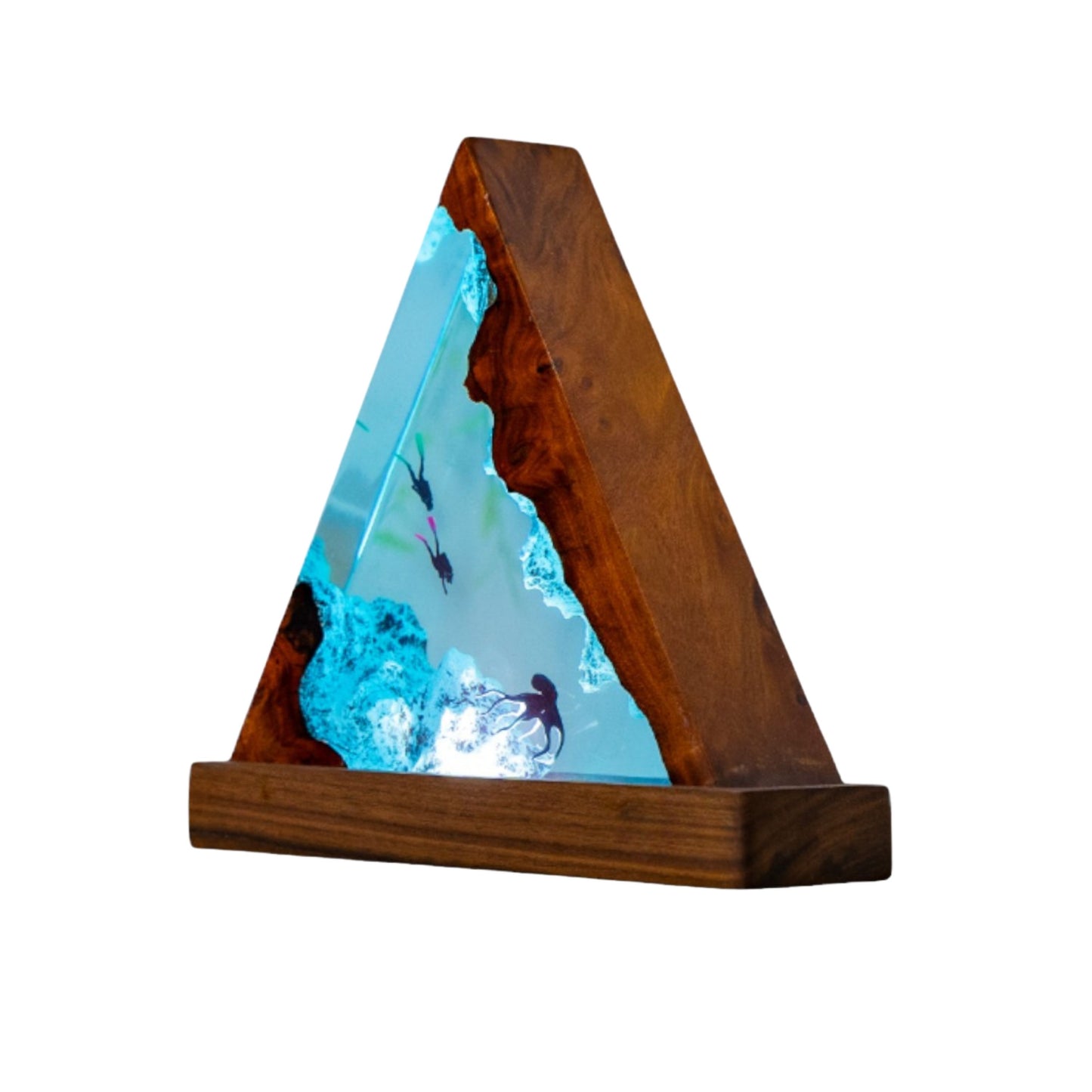 Octopus and Scuba Diver Ocean Resin Night Light: Resin Lamp Streamer & Playroom Decor, Personalized Gift