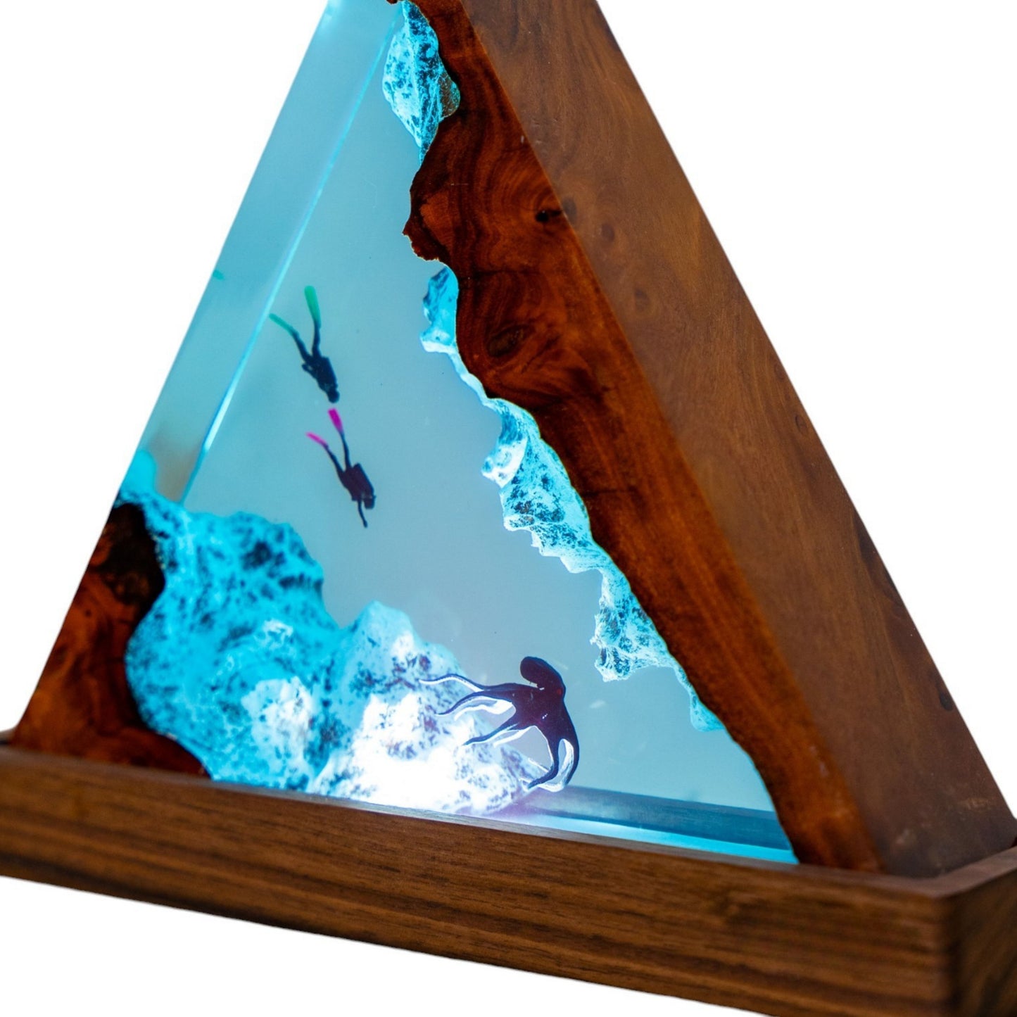 Octopus and Scuba Diver Ocean Resin Night Light: Resin Lamp Streamer & Playroom Decor, Personalized Gift