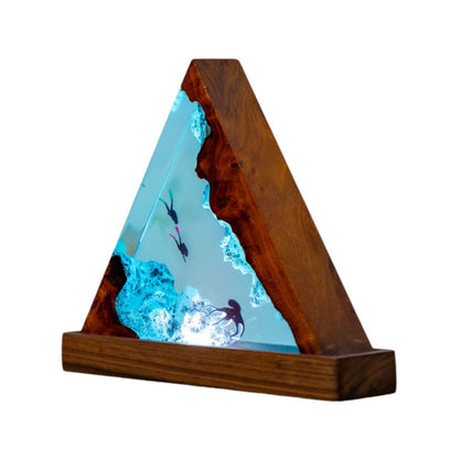 Octopus and Scuba Diver Ocean Resin Night Light: Resin Lamp Streamer & Playroom Decor, Personalized Gift