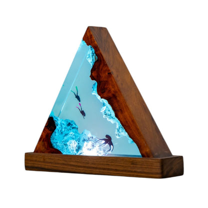 Octopus and Scuba Diver Ocean Resin Night Light: Resin Lamp Streamer & Playroom Decor, Personalized Gift