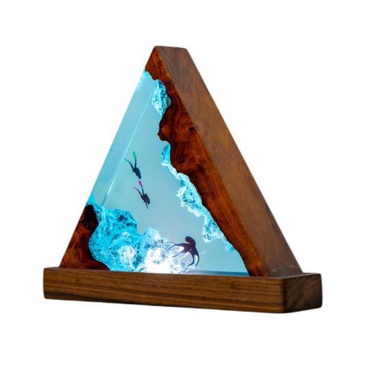 Octopus and Scuba Diver Ocean Resin Night Light: Resin Lamp Streamer & Playroom Decor, Personalized Gift