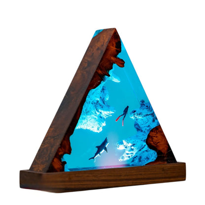 Shark Ocean Resin Night Light: Resin Lamp Streamer & Playroom Decor, Personalized Gift
