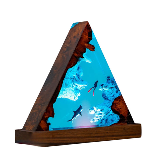 Shark Ocean Resin Night Light: Resin Lamp Streamer & Playroom Decor, Personalized Gift
