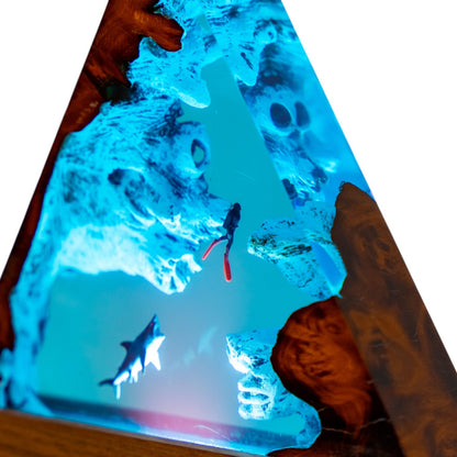 Shark Ocean Resin Night Light: Resin Lamp Streamer & Playroom Decor, Personalized Gift