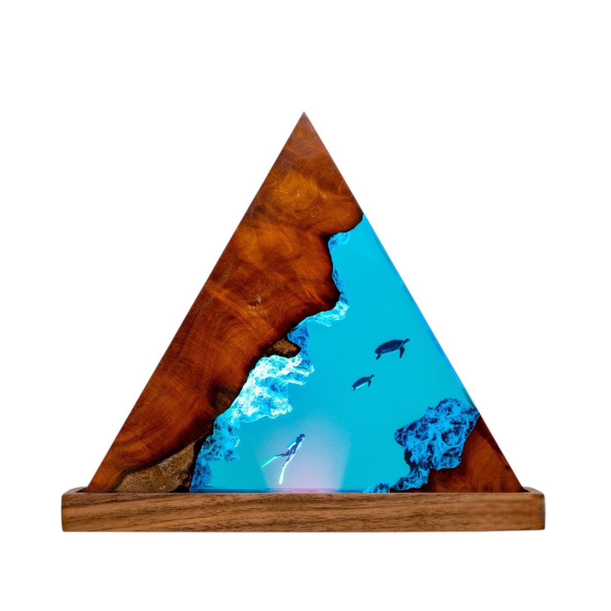 Turtle and Scuba Diver Ocean Resin Night Light: Resin Lamp Streamer & Playroom Decor, Personalized Gift