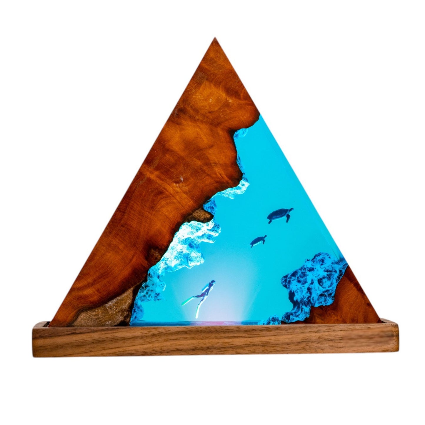 Turtle and Scuba Diver Ocean Resin Night Light: Resin Lamp Streamer & Playroom Decor, Personalized Gift