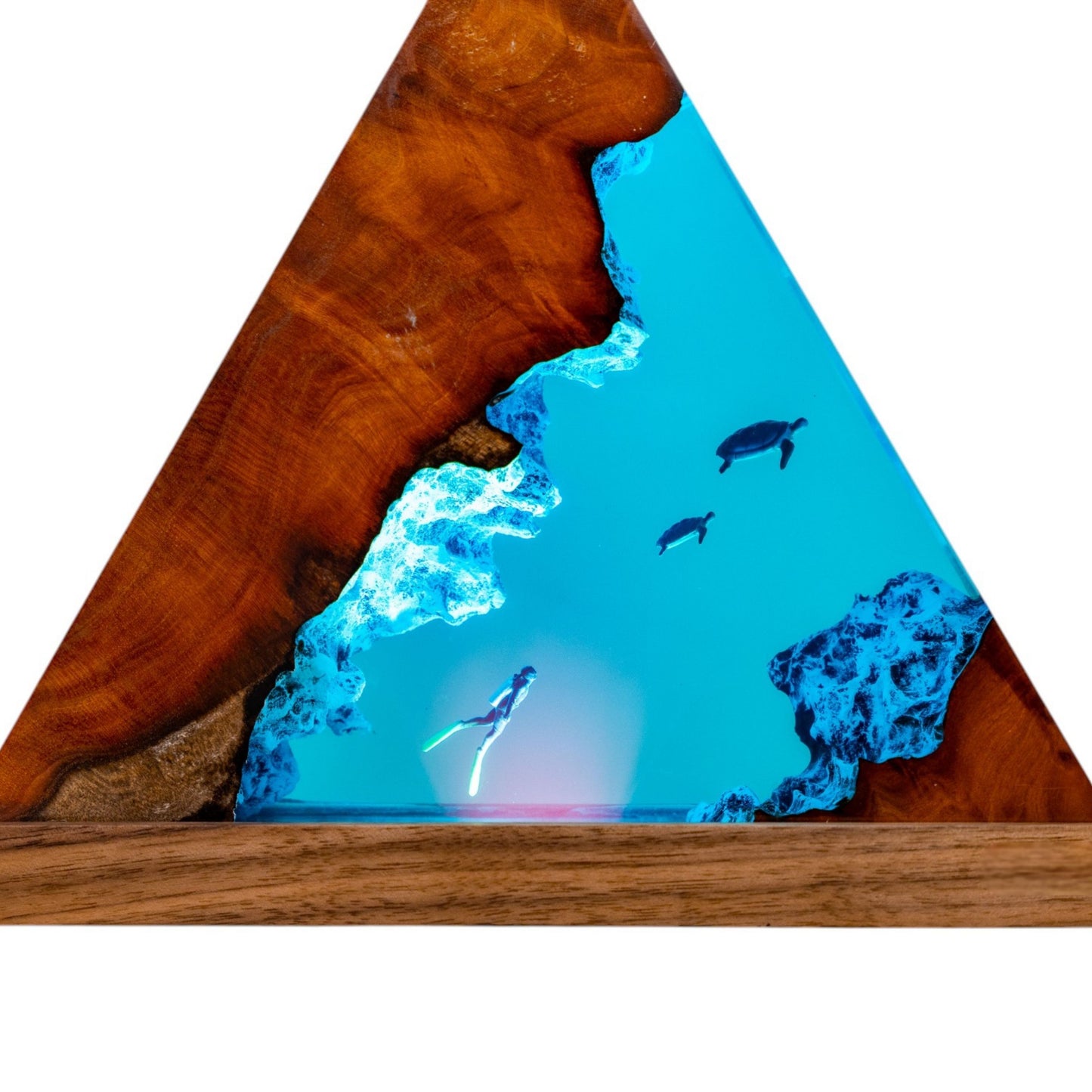Turtle and Scuba Diver Ocean Resin Night Light: Resin Lamp Streamer & Playroom Decor, Personalized Gift
