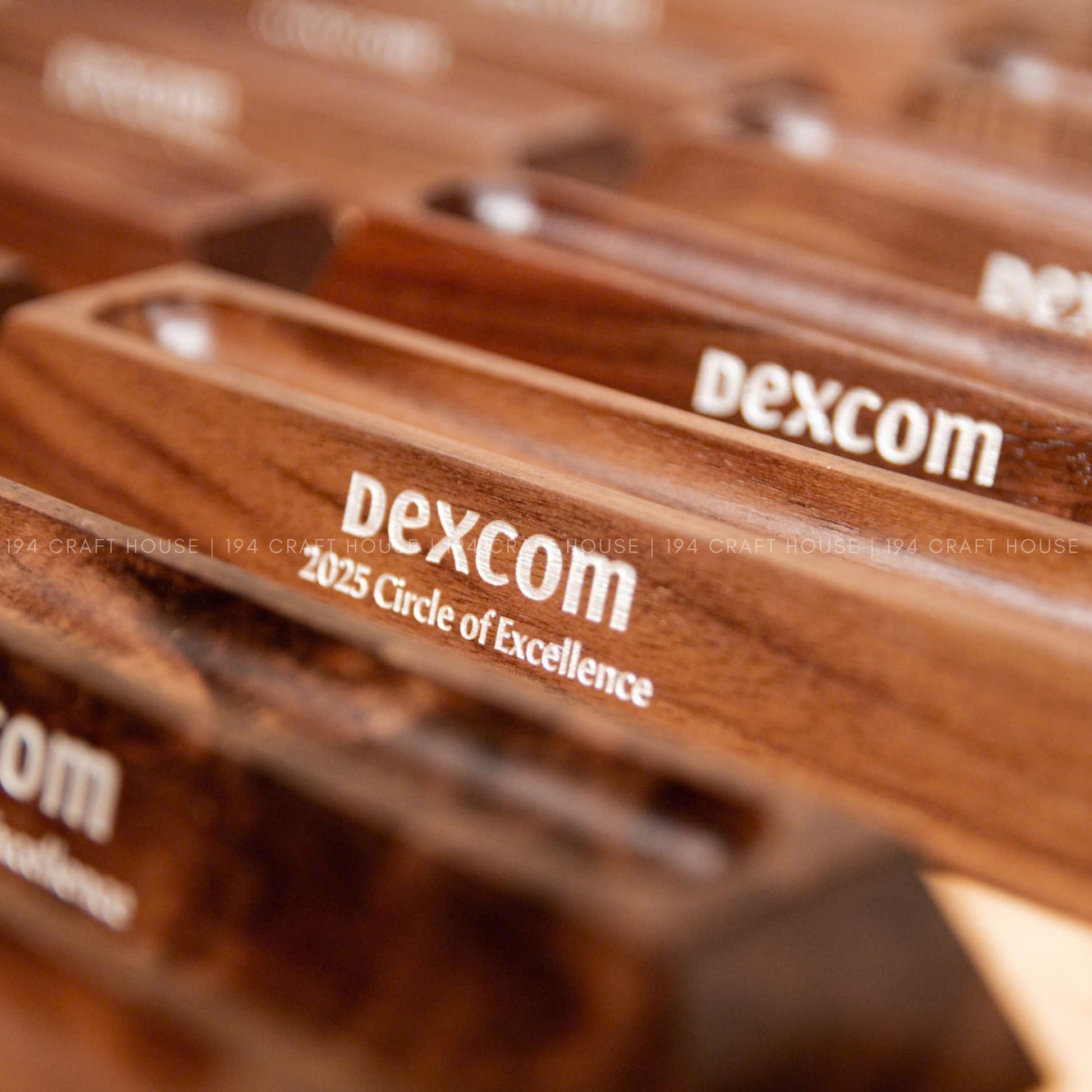 Custom Engraved Logo Walnut Pen Display Stand: Personalized Corporate Gift for Dexcom - Business Gift for Employees, Clients, Company Anniversary, Event Gifts, Promotional Gifts