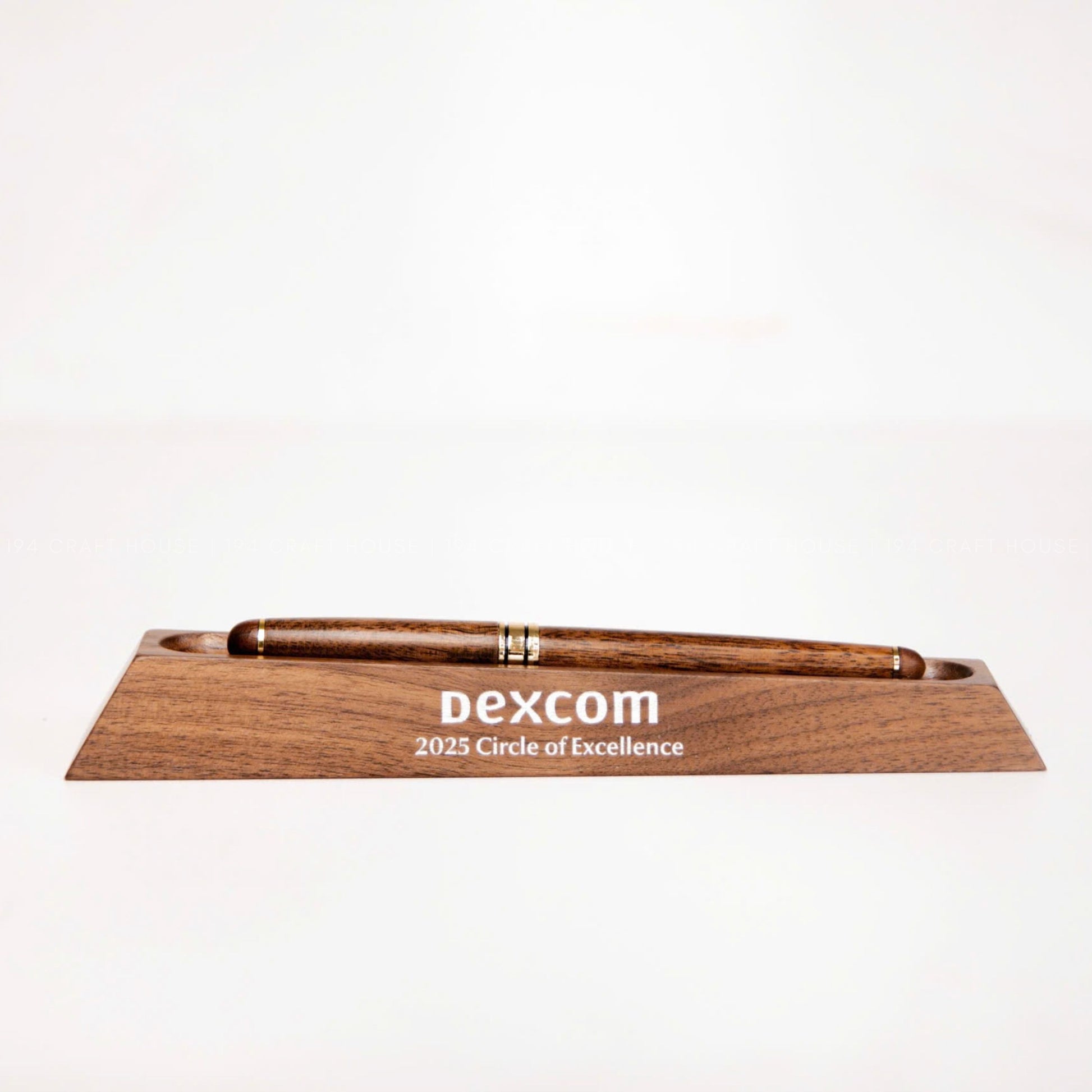 Custom Engraved Logo Walnut Pen Display Stand: Personalized Corporate Gift for Dexcom - Business Gift for Employees, Clients, Company Anniversary, Event Gifts, Promotional Gifts