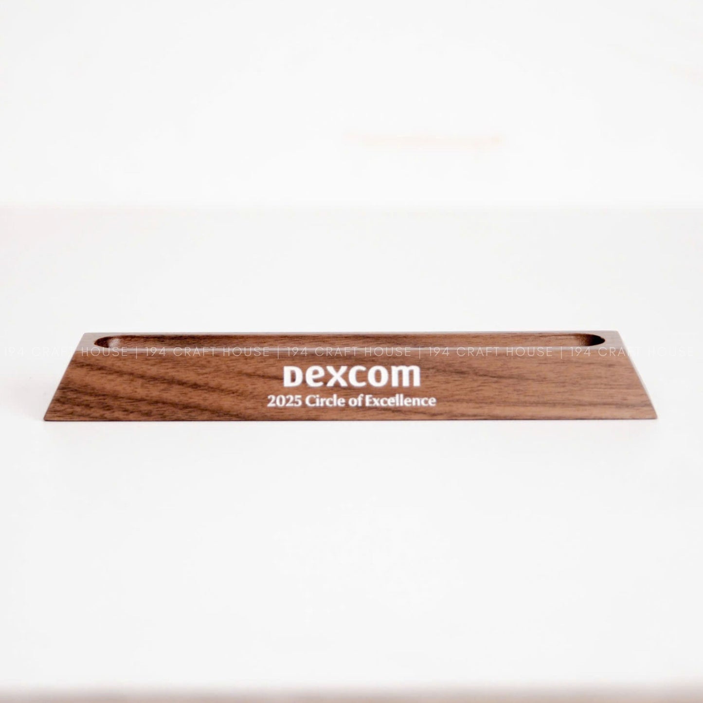 Custom Engraved Logo Walnut Pen Display Stand: Personalized Corporate Gift for Dexcom - Business Gift for Employees, Clients, Company Anniversary, Event Gifts, Promotional Gifts