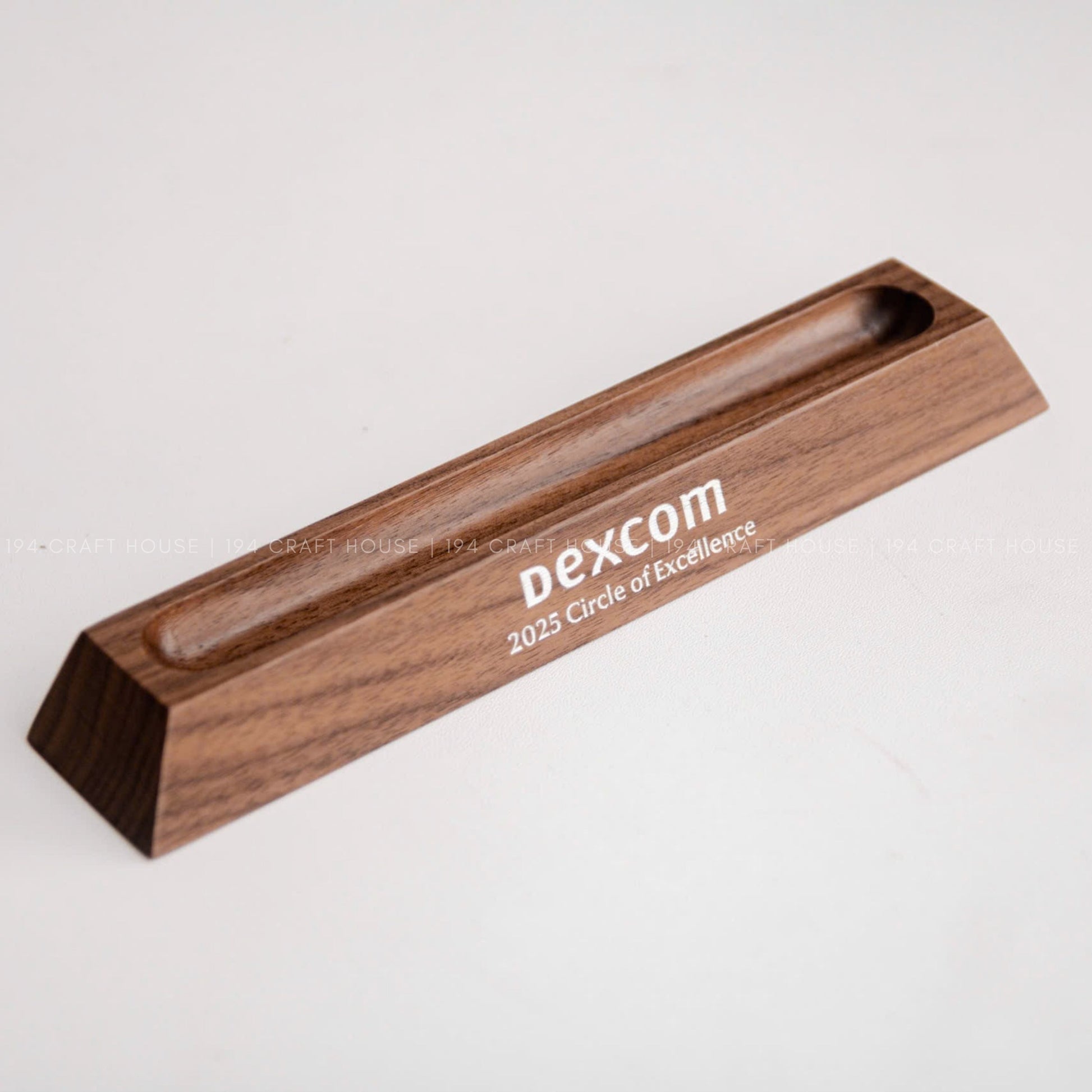Custom Engraved Logo Walnut Pen Display Stand: Personalized Corporate Gift for Dexcom - Business Gift for Employees, Clients, Company Anniversary, Event Gifts, Promotional Gifts