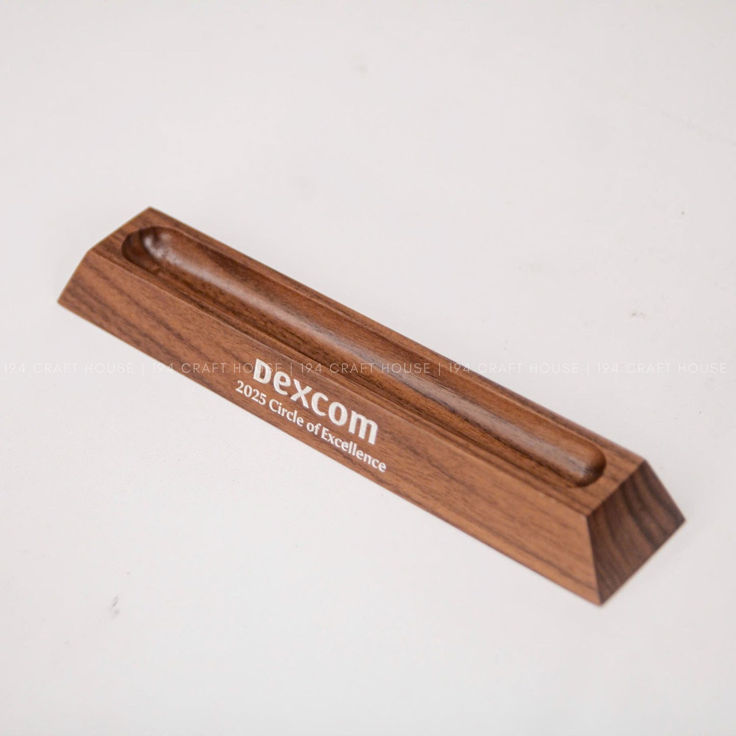 Custom Engraved Logo Walnut Pen Display Stand: Personalized Corporate Gift for Dexcom - Business Gift for Employees, Clients, Company Anniversary, Event Gifts, Promotional Gifts