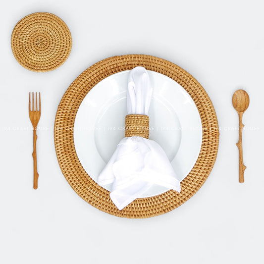 Rattan Placemats and Coasters and Napkin Rings