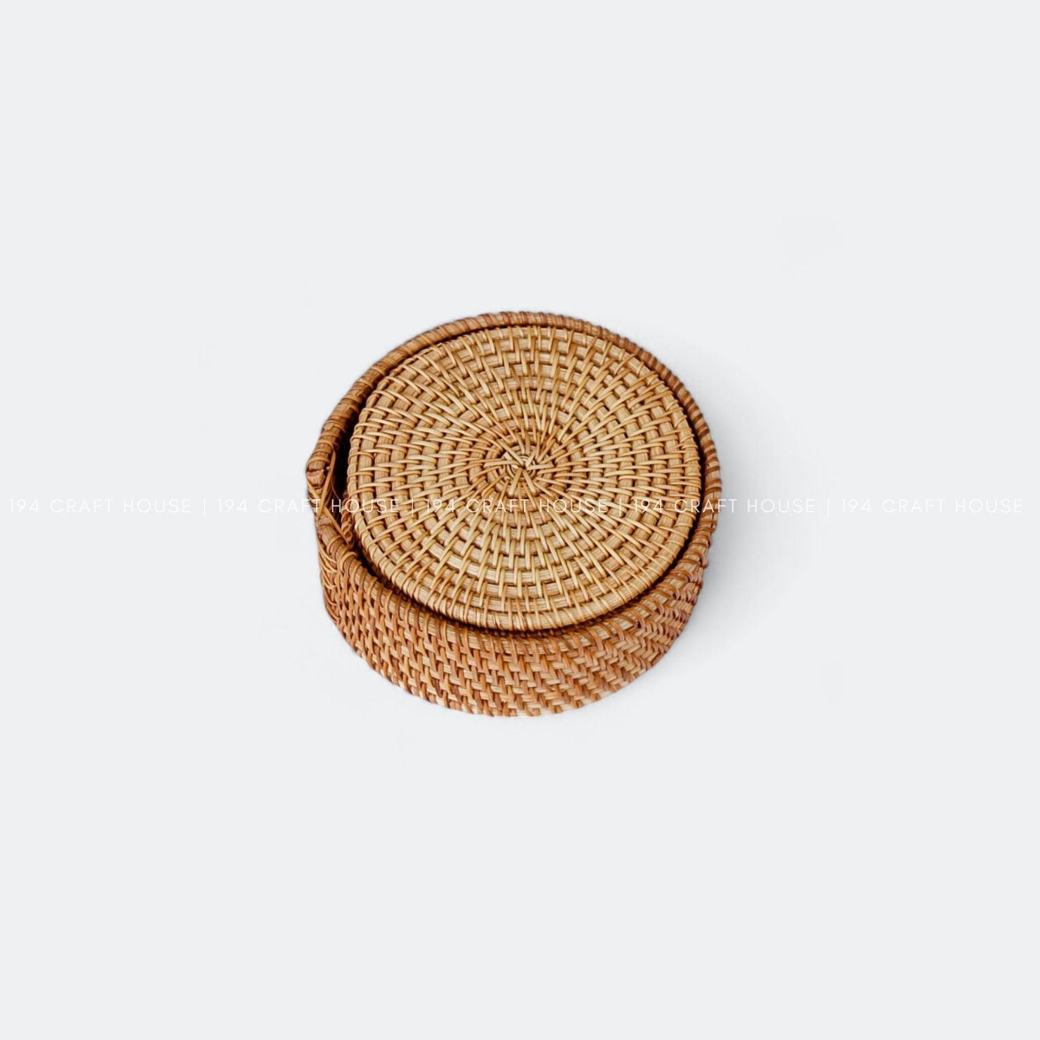 Handmade Round Rattan Coasters With Holder