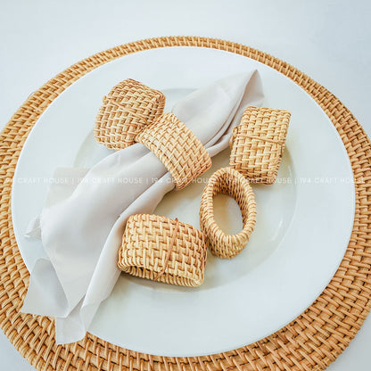 Natural Oval Rattan Napkin Rings