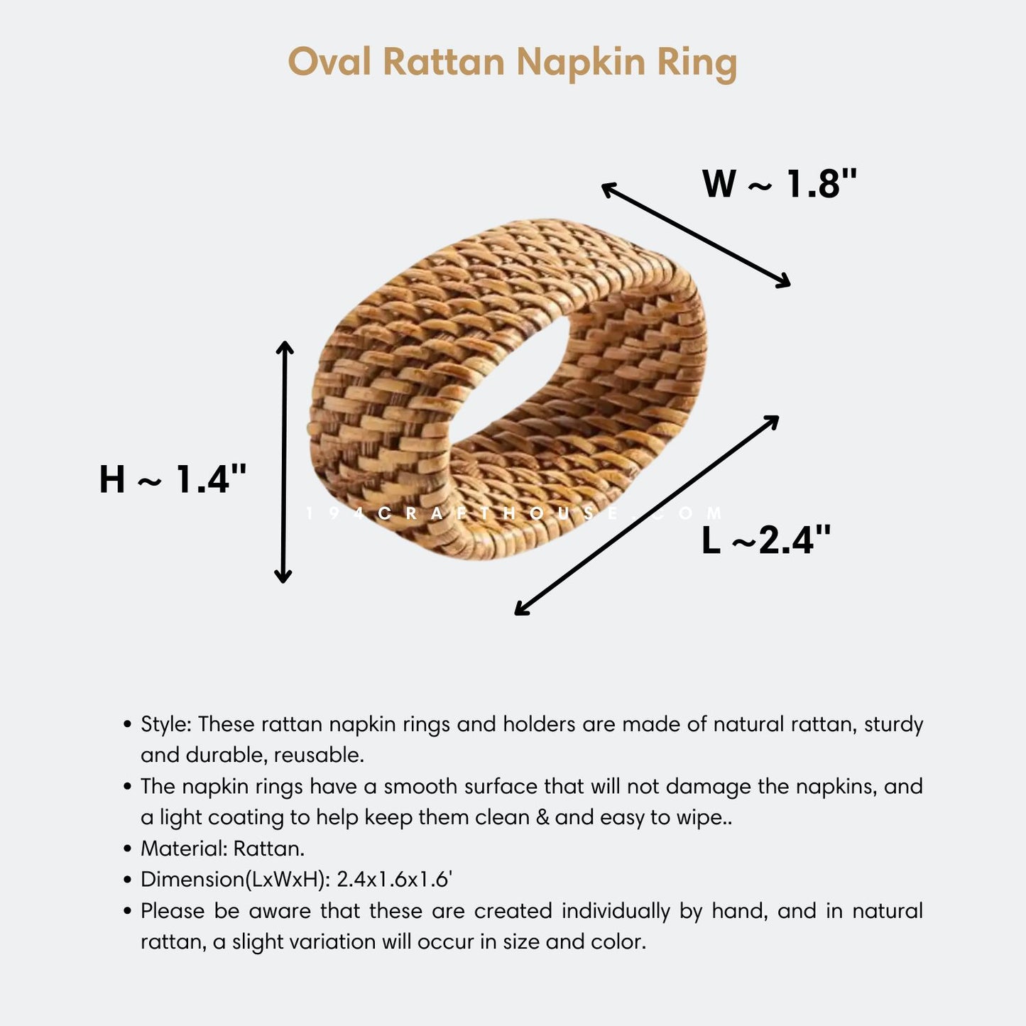 Natural Oval Rattan Napkin Rings