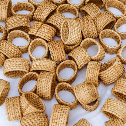 Handwoven Rattan Napkin Rings Set of 6