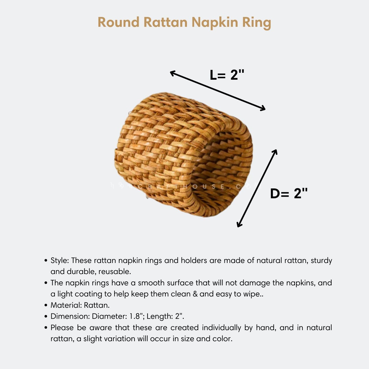 Handmade Round Rattan Napkin Rings