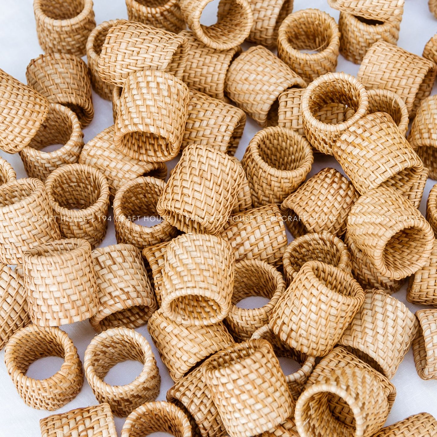 Handwoven Rattan Napkin Rings Set of 6