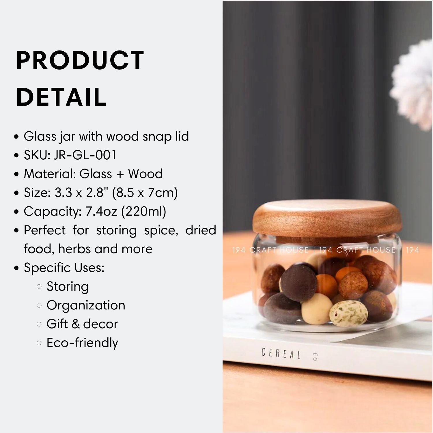 Glass Canister for Sugar Spice Food Container