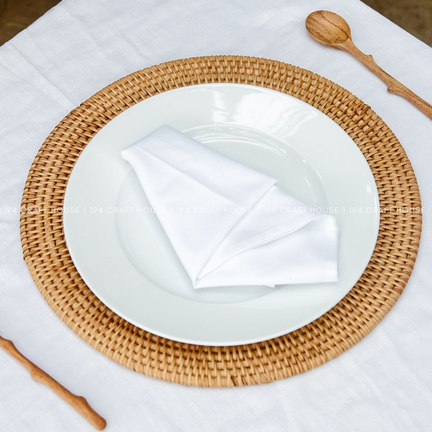 Handmade White Linen Napkins Set of 6