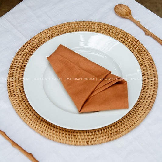 Handmade Orange Linen Napkins Set of 6