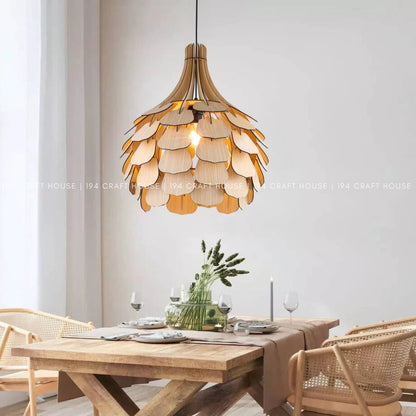 Pine Cone Chandelier Wooden Hanging Lamp