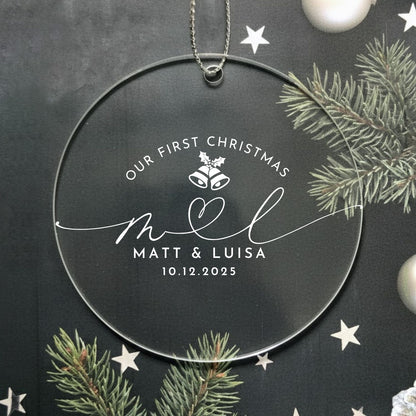 First Christmas Acrylic Ornament Custom Names Date Style 1