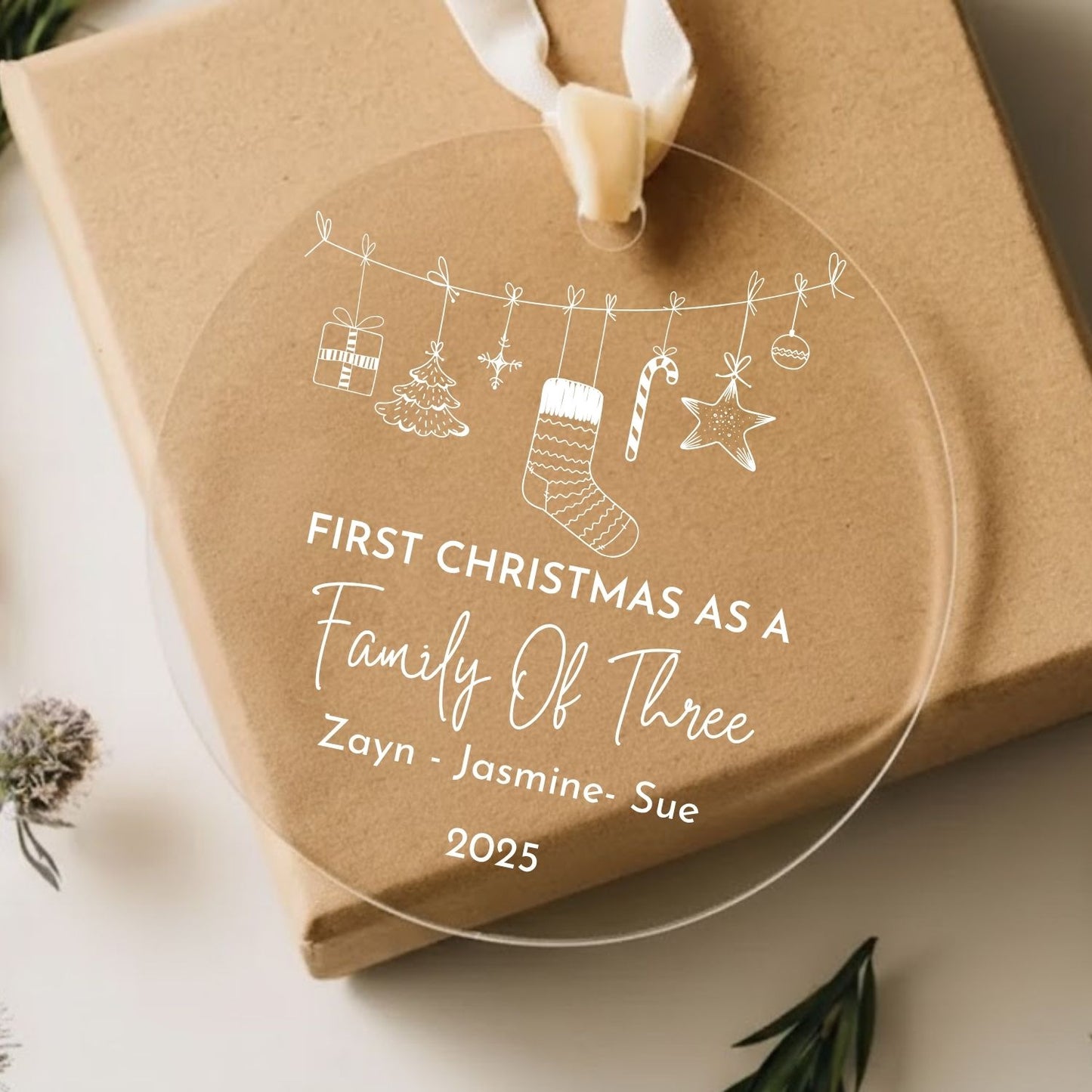 Personalized Family Name First Christmas Ornament Style 7