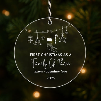 Personalized Family Name First Christmas Ornament Style 7