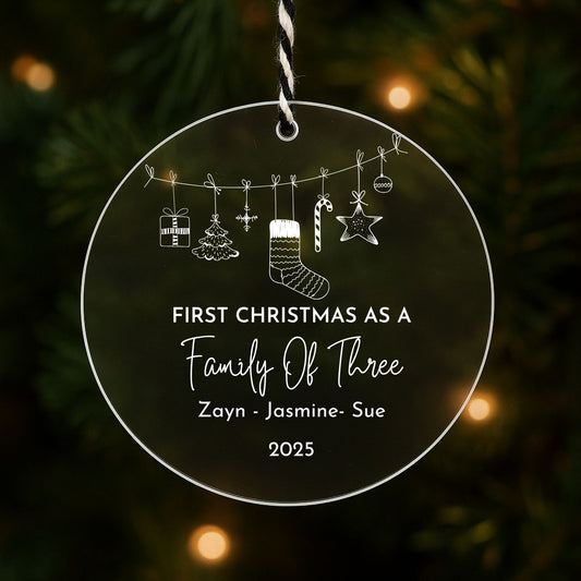 Personalized Family Name First Christmas Ornament Style 7
