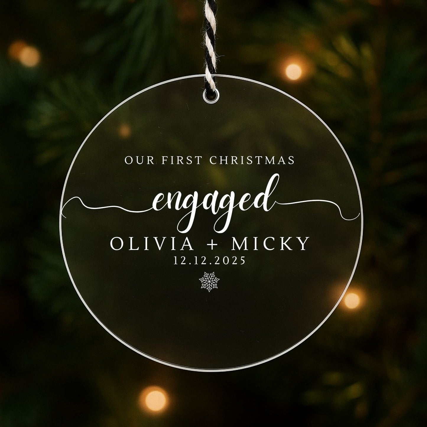 First Christmas Engaged Acrylic Ornament Style 2