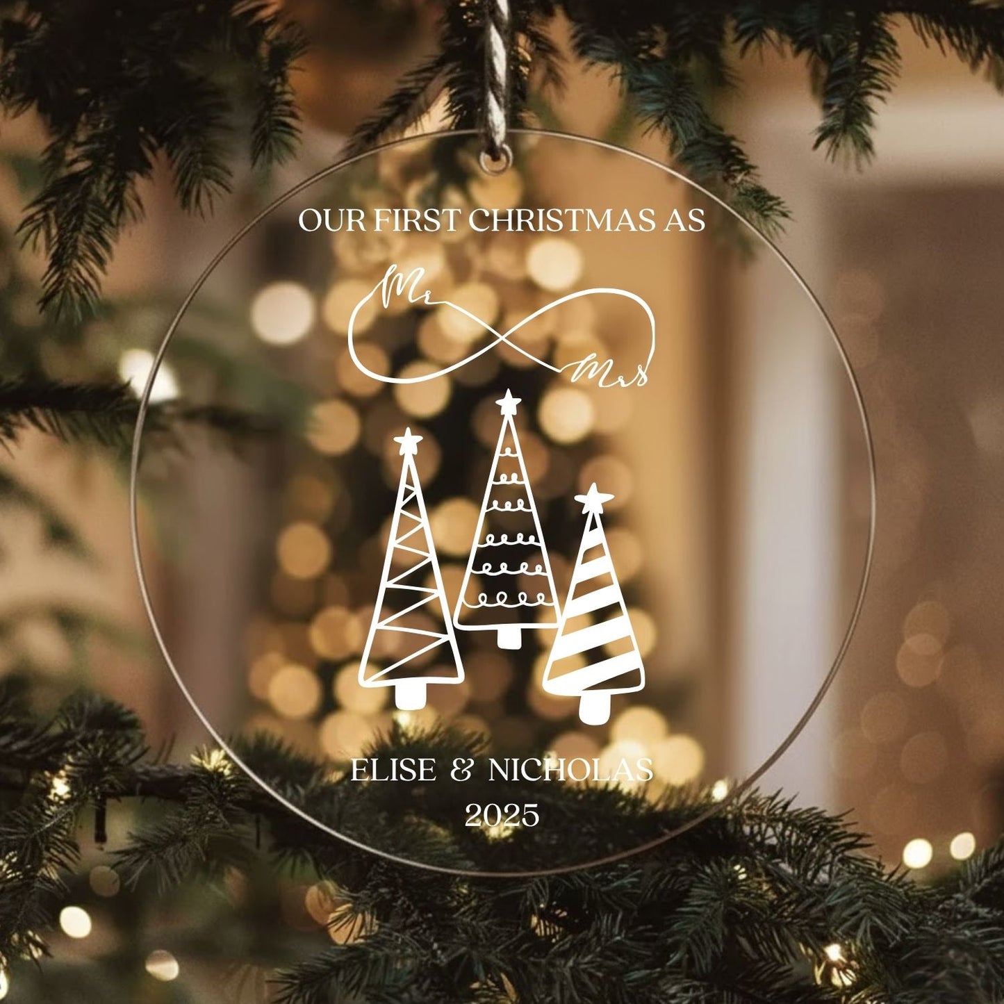 Personalized First Christmas Acrylic Ornament Style 3