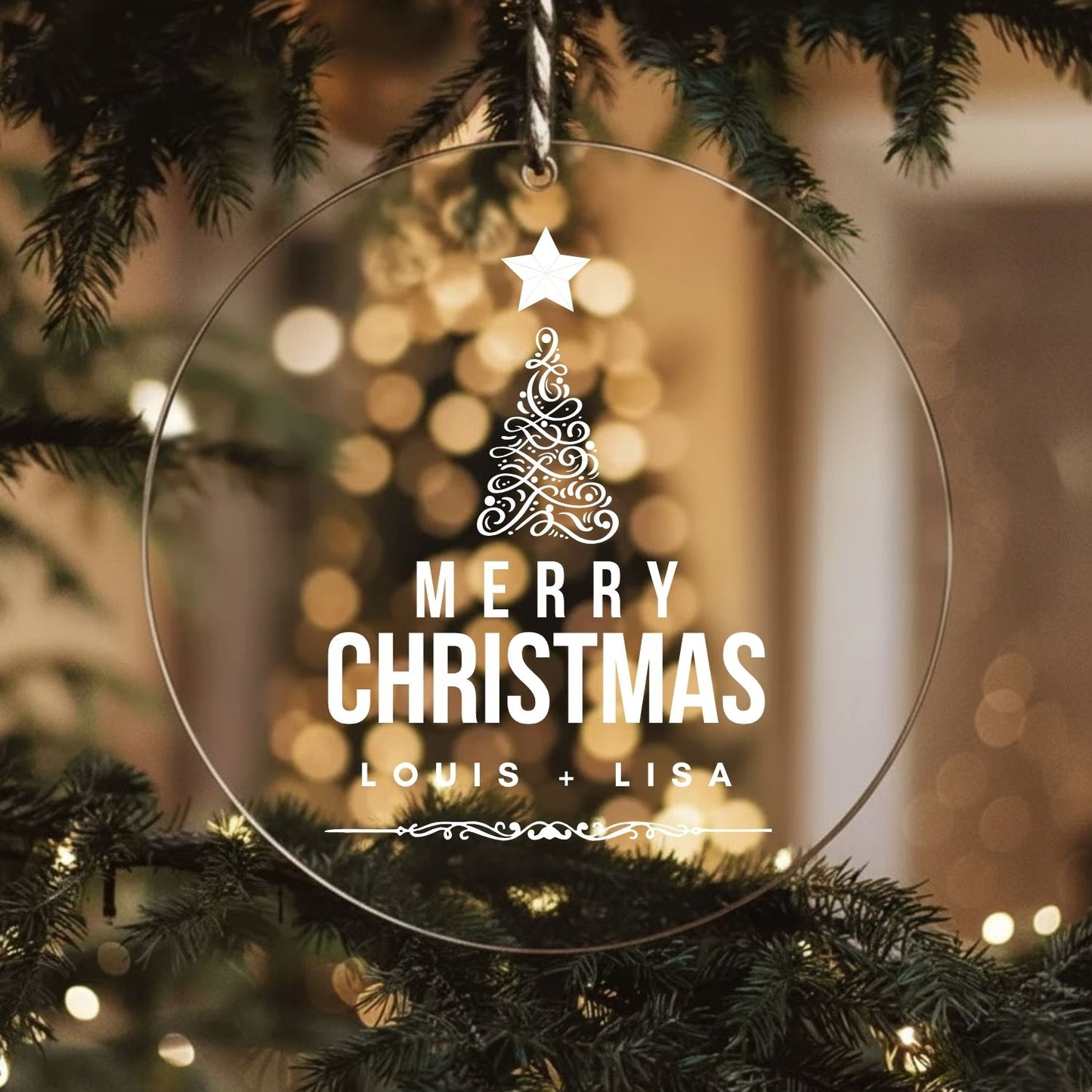 Merry Christmas Ornament Personalized Name Style 6