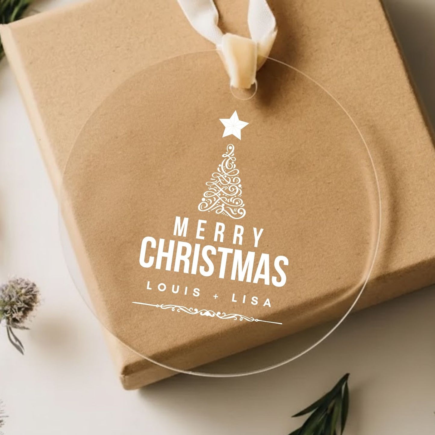 Merry Christmas Ornament Personalized Name Style 6